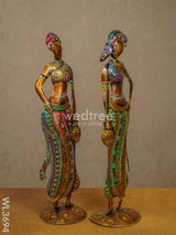 Metal Hand Painted Women - Set Of 2 Wl3694 Decor Showpiece