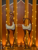 Metal Handpainted Deer Candle Holder - Set Of 2 Wl3560 Candles & Votives