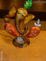 Metal Handpainted Ganesha Candle Holder - Wl3524 Candles & Votives