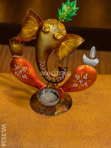 Metal Handpainted Ganesha Candle Holder - Wl3524 Candles & Votives