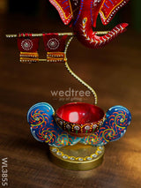 Metal Handpainted Ganesha T Light Holder - Wl3855 Decor Utility