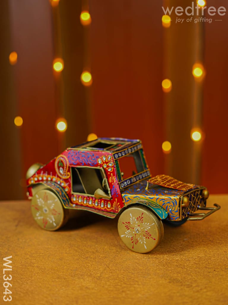 Metal Handpainted Jeep - Wl3643 Decor Showpiece