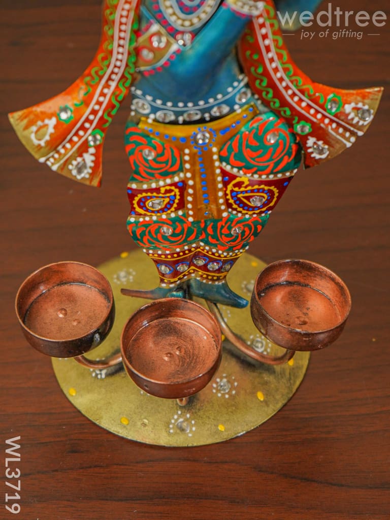 Metal Handpainted Krishna T Light Holder - Wl3719 Decor Hanging