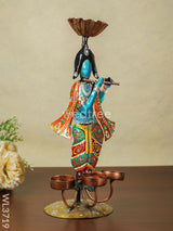 Metal Handpainted Krishna T Light Holder - Wl3719 Decor Hanging