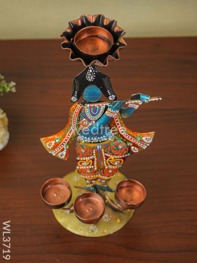 Metal Handpainted Krishna T Light Holder - Wl3719 Decor Hanging