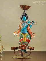 Metal Handpainted Krishna T Light Holder - Wl3719 Decor Hanging