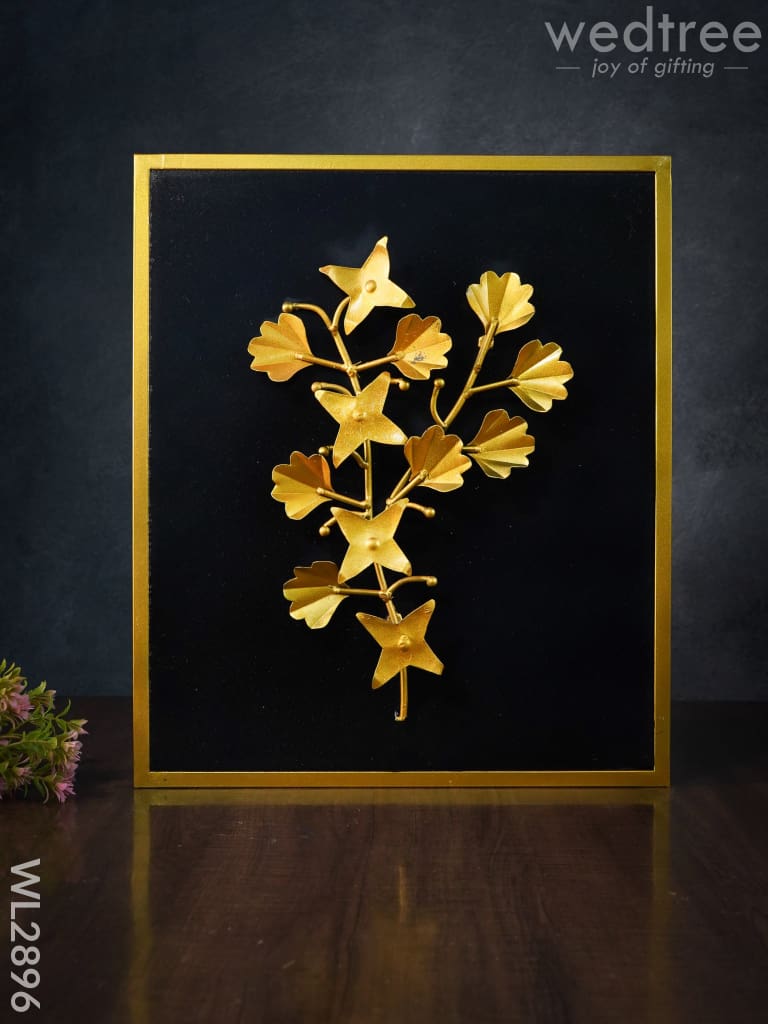 Metal Handpainted Leaf With Floral Design Frame - Wl2896 Decor Hanging