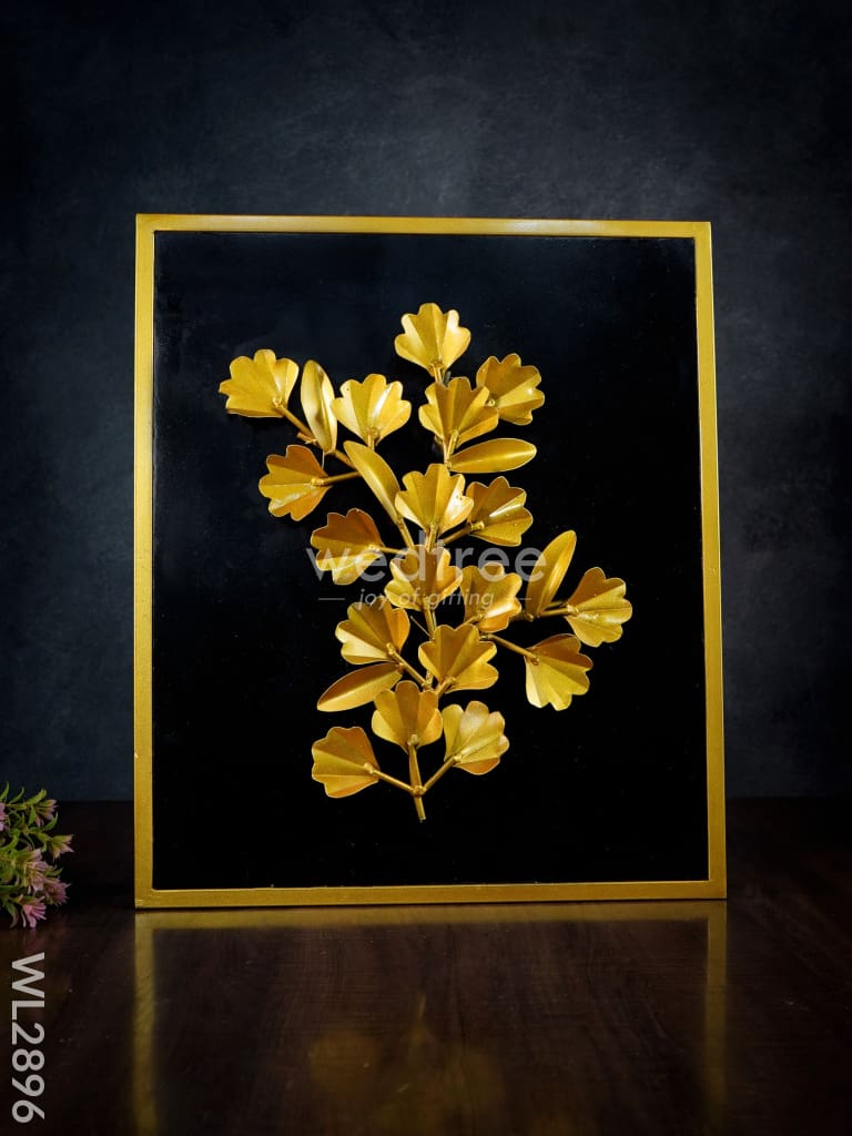 Metal Handpainted Leaf With Floral Design Frame - Wl2896 Decor Hanging