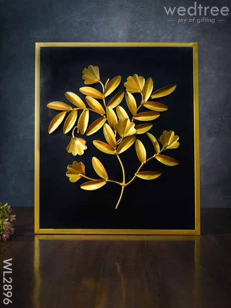 Metal Handpainted Leaf With Floral Design Frame - Wl2896 Decor Hanging