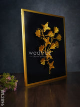 Metal Handpainted Leaf With Floral Design Frame - Wl2896 Decor Hanging