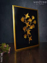 Metal Handpainted Leaf With Floral Design Frame - Wl2896 Decor Hanging