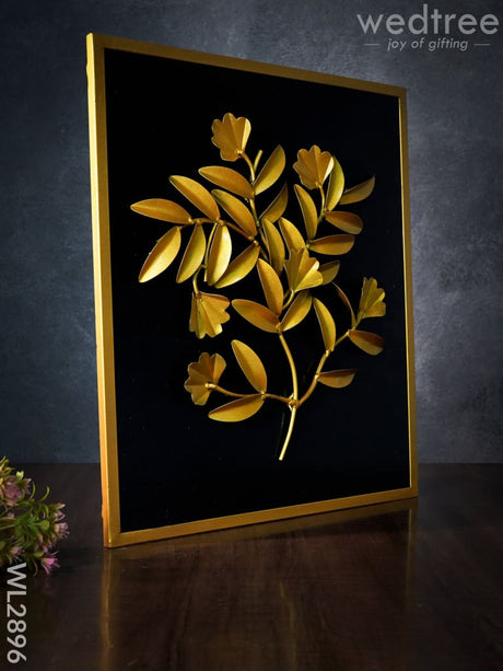 Metal Handpainted Leaf With Floral Design Frame - Wl2896 Decor Hanging