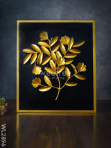 Metal Handpainted Leaf With Floral Design Frame - Wl2896 Decor Hanging