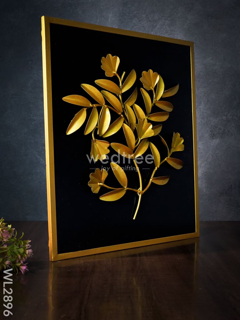 Metal Handpainted Leaf With Floral Design Frame - Wl2896 Decor Hanging