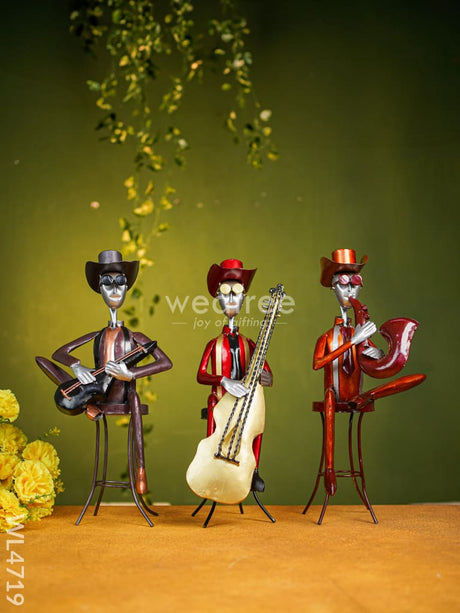 Metal Handpainted Musician Set Of 3 - Wl4719 Decor Showpiece