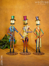 Metal Handpainted Musicians With Instruments - Wl3857 Decor Showpiece