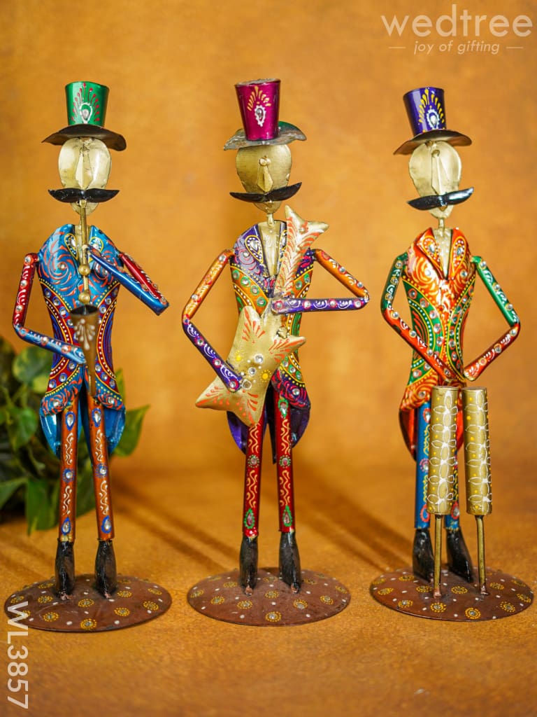 Metal Handpainted Musicians With Instruments - Wl3857 Decor Showpiece