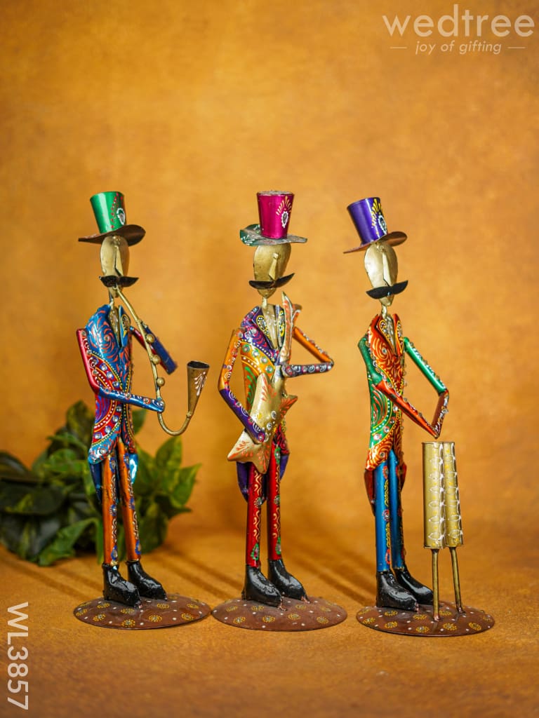 Metal Handpainted Musicians With Instruments - Wl3857 Decor Showpiece