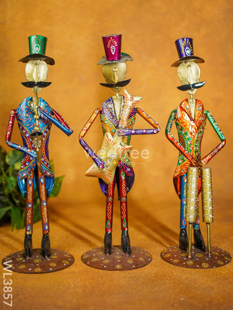 Metal Handpainted Musicians With Instruments - Wl3857 Decor Showpiece