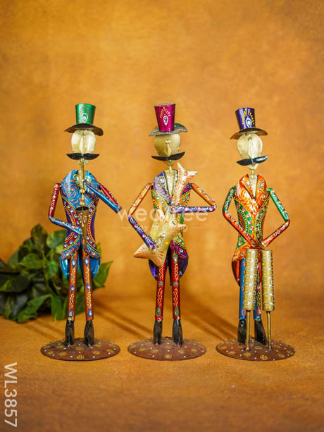 Metal Handpainted Musicians With Instruments - Wl3857 Decor Showpiece