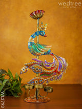 Metal Handpainted Peacock Candle Holder - Wl3793 Decor Utility