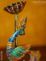 Metal Handpainted Peacock Candle Holder - Wl3793 Decor Utility