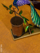 Metal Handpainted Peacock Pen Stand - Wl3531 Decor Utility