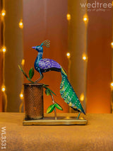 Metal Handpainted Peacock Pen Stand - Wl3531 Decor Utility