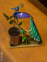 Metal Handpainted Peacock Pen Stand - Wl3531 Decor Utility