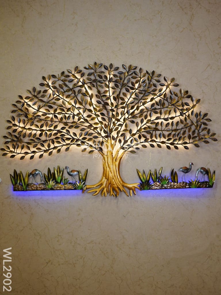 Metal Handpainted Tree With Cranes - Wl2902 Decor Hanging