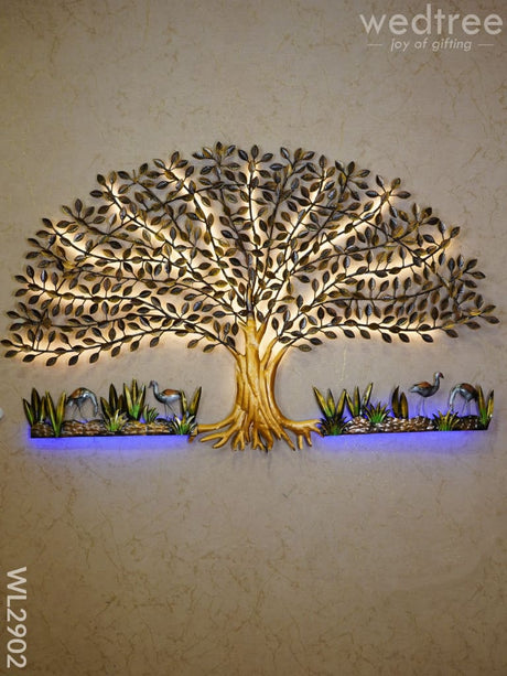 Metal Handpainted Tree With Cranes - Wl2902 Decor Hanging