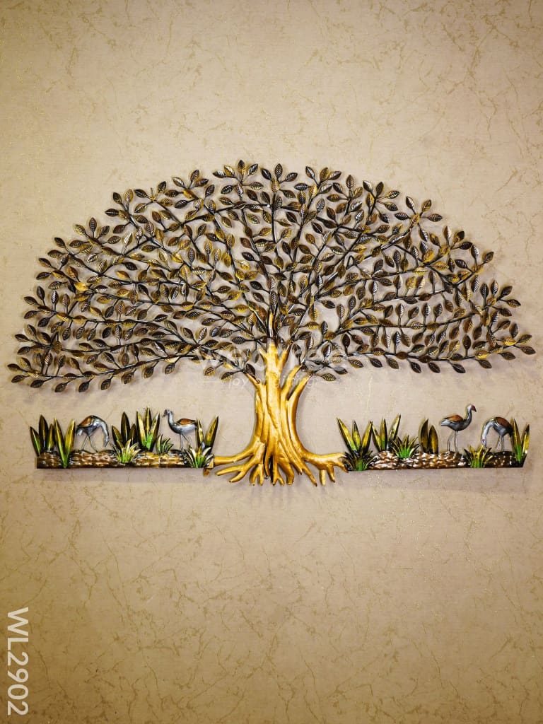 Metal Handpainted Tree With Cranes - Wl2902 Decor Hanging