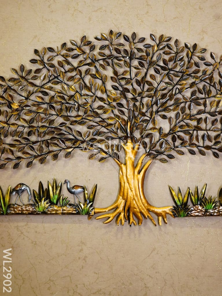 Metal Handpainted Tree With Cranes - Wl2902 Decor Hanging