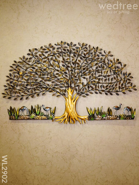 Metal Handpainted Tree With Cranes - Wl2902 Decor Hanging