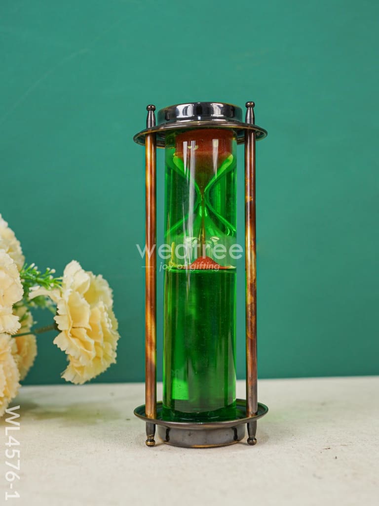 Brass Hourglass With Gel - Pink Sand Wl4576 Wooden Decor