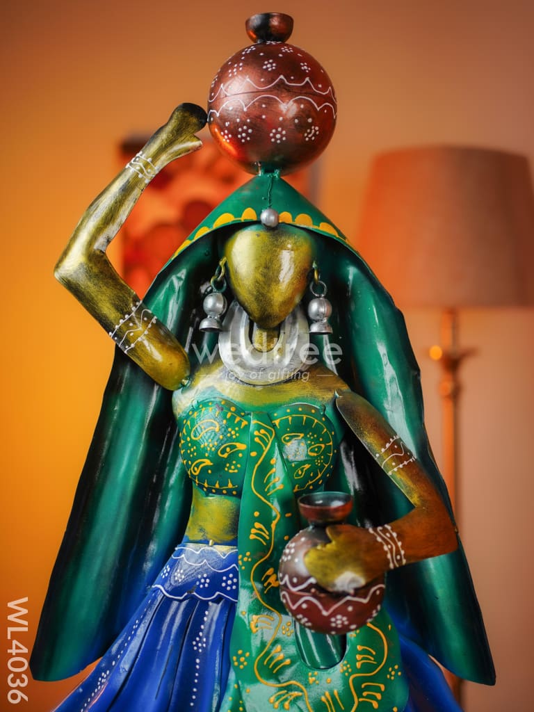 Metal Lady With Matka - Wl4036 Decor Showpiece