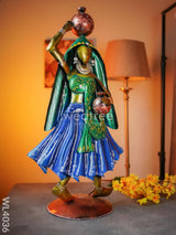 Metal Lady With Matka - Wl4036 Decor Showpiece