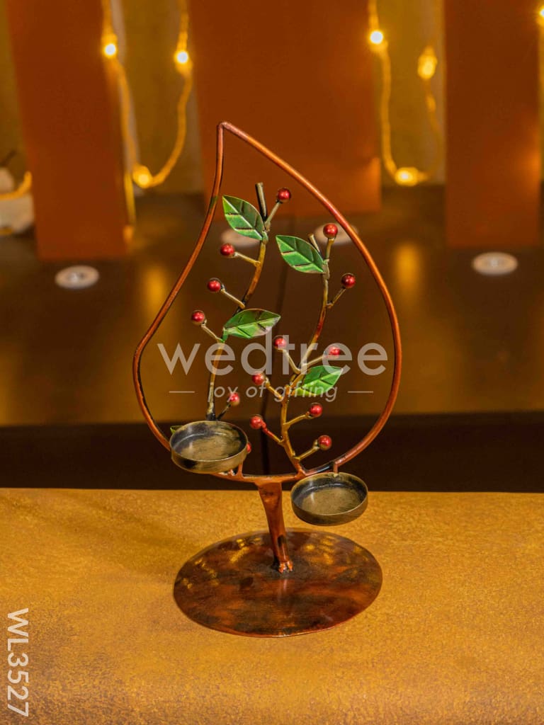 Metal Leaf Shaped Candle Holder - Wl3527 Candles & Votives