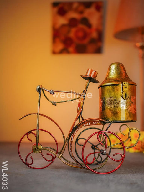 Metal Milkman On Cycle - Wl4033 Decor Showpiece