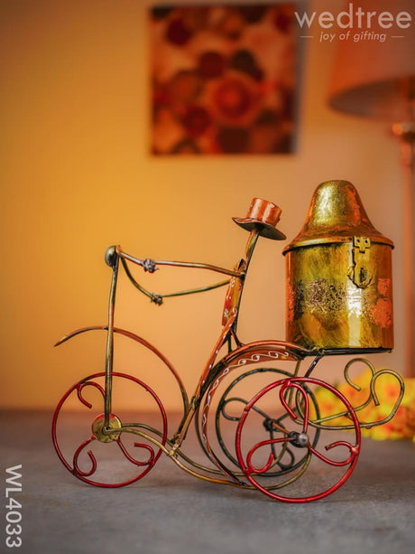 Metal Milkman On Cycle - Wl4033 Decor Showpiece