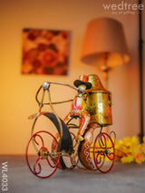 Metal Milkman On Cycle - Wl4033 Decor Showpiece