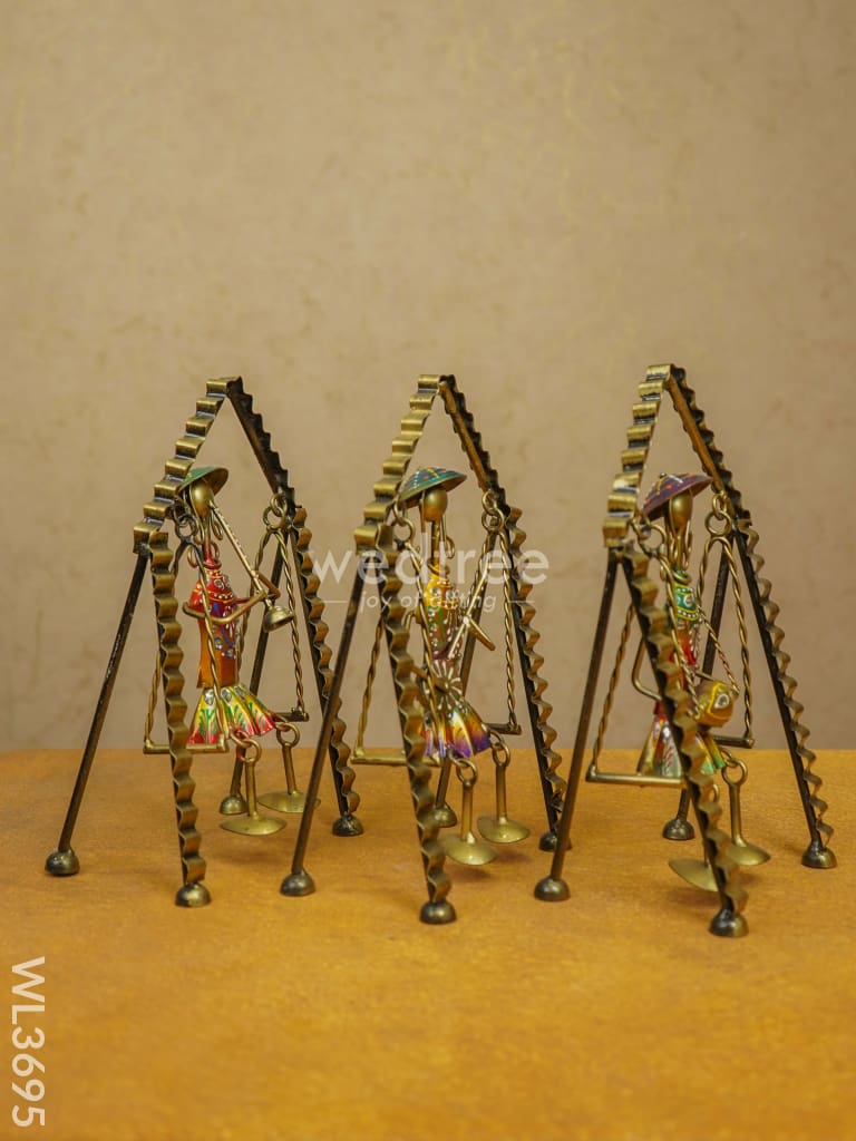 Metal Leg Moving Musicians - Set Of 3 Wl3695 Decor Showpiece