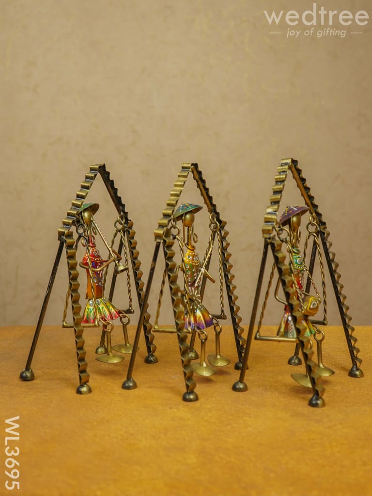 Metal Leg Moving Musicians - Set Of 3 Wl3695 Decor Showpiece