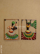 Metal Rajasthani Dancing Doll Frame - Set Of 2 Wl3549 Decor Hanging