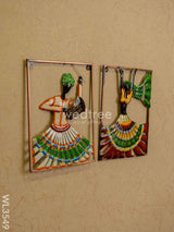 Metal Rajasthani Dancing Doll Frame - Set Of 2 Wl3549 Decor Hanging