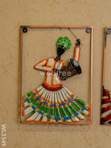 Metal Rajasthani Dancing Doll Frame - Set Of 2 Wl3549 Decor Hanging