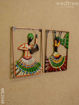 Metal Rajasthani Dancing Doll Frame - Set Of 2 Wl3549 Decor Hanging