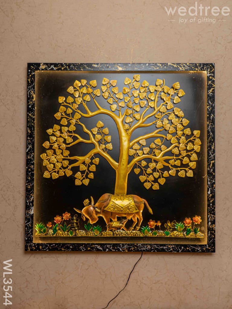 Metal Tree With Cow Frame - Wl3544 Decor Hanging