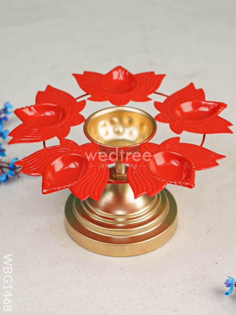 Metal Urli With Lotus Diya - Wbg1468 Decor