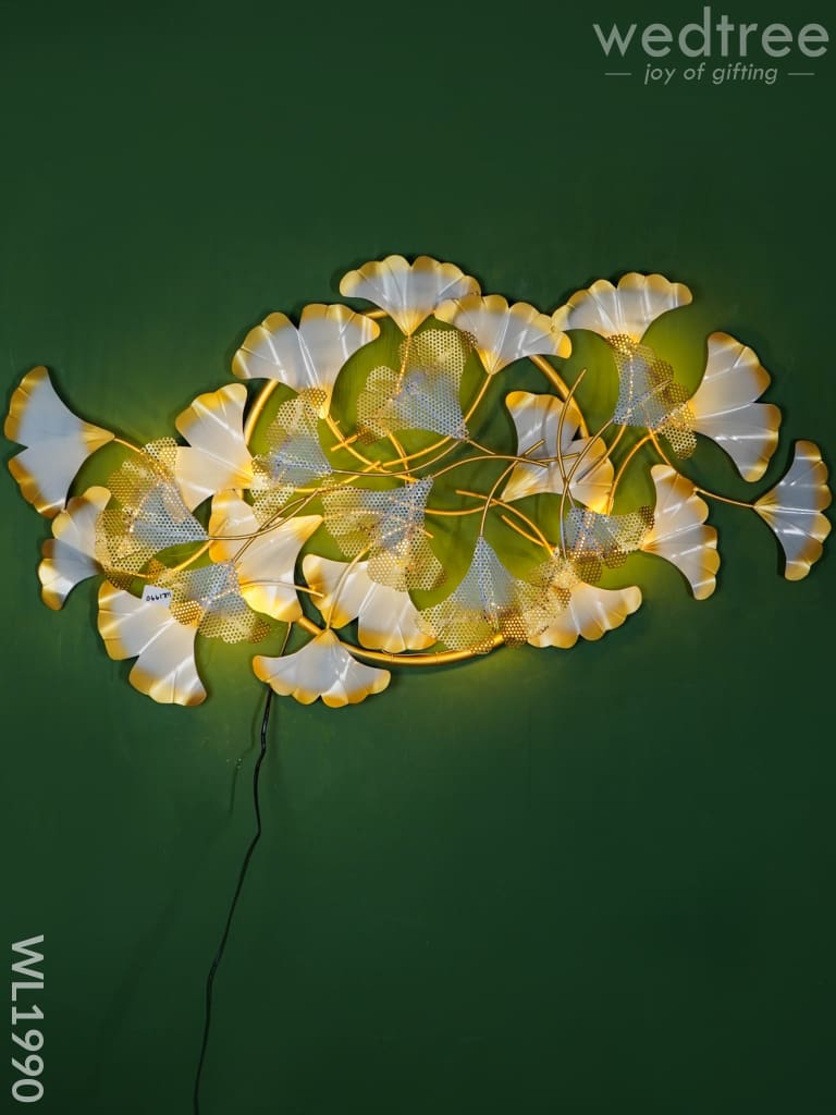 Metal Wall Decor - Gold And Silver Floral With Led Lights Wl1990 Hanging